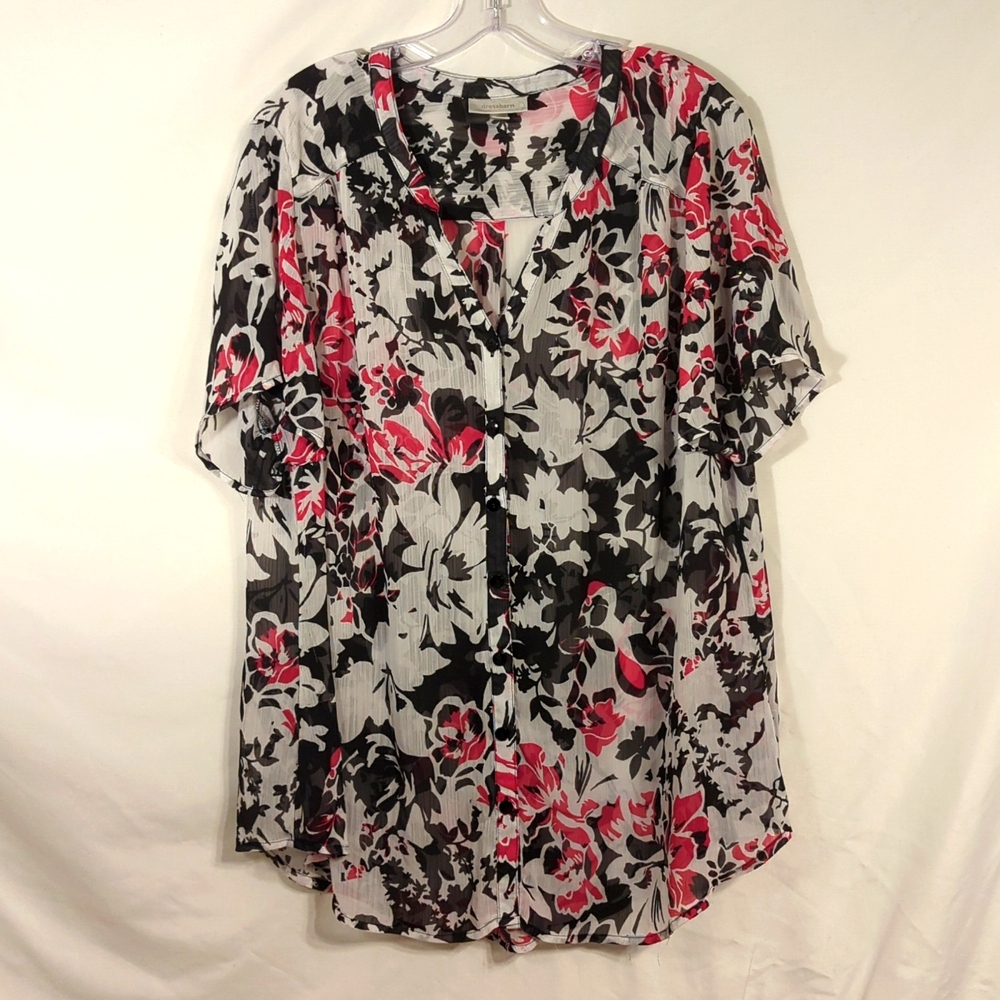 Sheer Floral Button Up Top